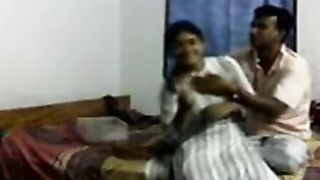 Sexy Cochin college girl giving horny expressions during hot sex with boyfriend who drills her clean shaven pussy and sucks her lovely boobs.