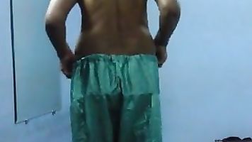 satin shalwar green