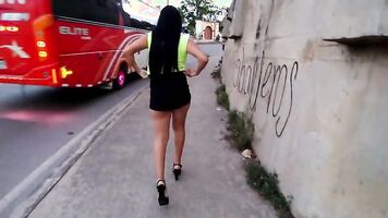 walking down the streets like a slut hooker looking for paid sex