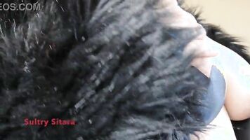 Hairy Tamil Woman in Brown Fur Coat Tease