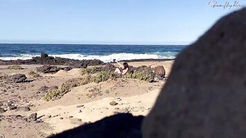 NUDIST BEACH ORAL: I show my hard dick to a bitch that asks me for a oral and cum in her mouth.